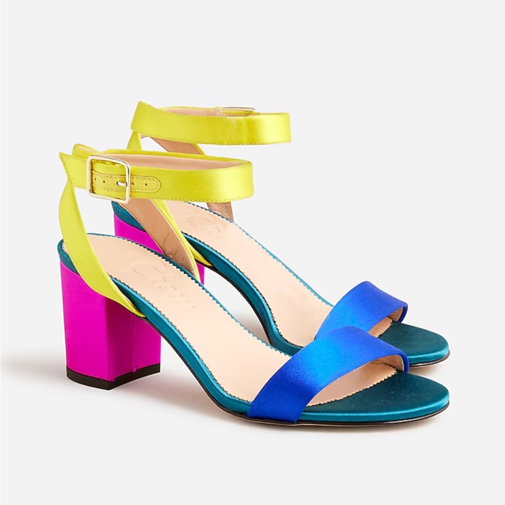 J. Crew Blue and Yellow Sandals with Color-Block Design